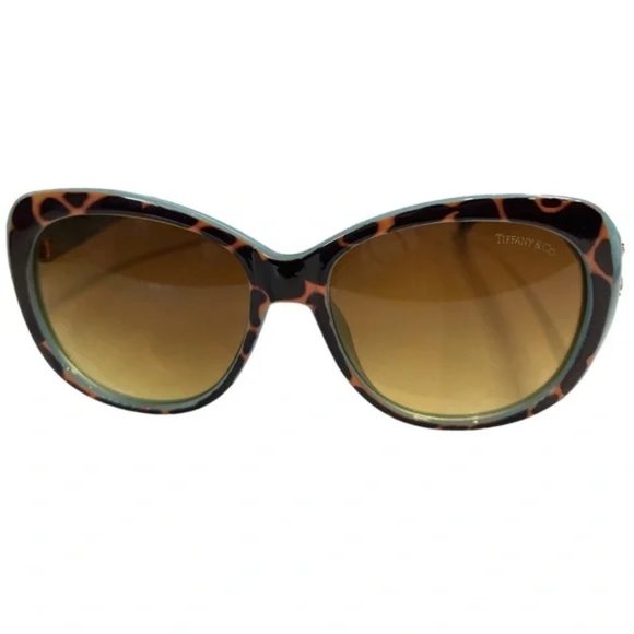 TIFFANY & CO. Animal Print On Tiffany Blue Polarized Cats Eye Sunglasses TF4048 - Picture 4 of 11